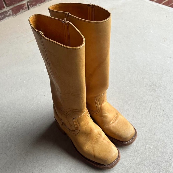 SOLD Vintage 70s Frye Campus Banana Boots Womens 5.5 Square Toe Marbled Boot - Picture 5 of 11